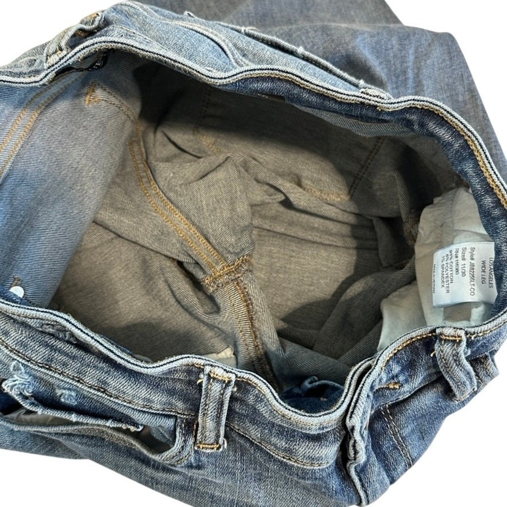 Judy Blue Distressed Wide Leg Jeans Medium‎ Wash Raw Hem JB82256LT-CO Size 11/30 - Picture 6 of 8